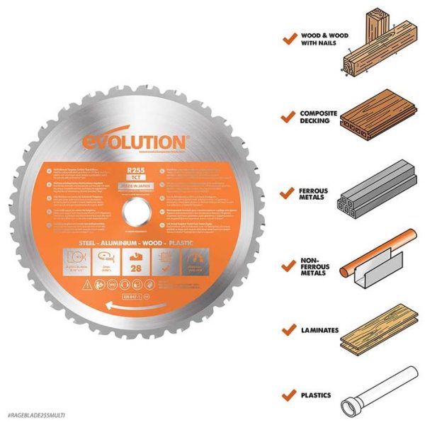 Evolution R255SMS+ glijdende verstek/afkortzaag metaal/alu/hout 255mm - Afbeelding 17