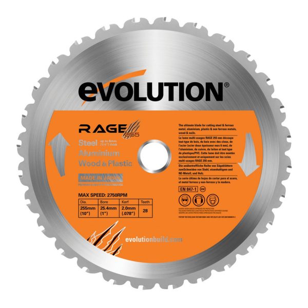 Evolution 255mm multipurpose zaagblad metaal/alu/hout-0