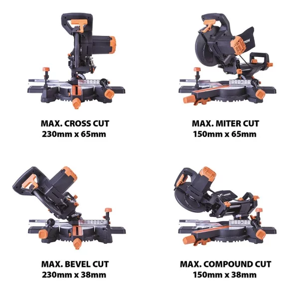 Evolution Rage R210SMS+ glijdende verstek/afkortzaag 210mm | R210SMS+ - Afbeelding 16