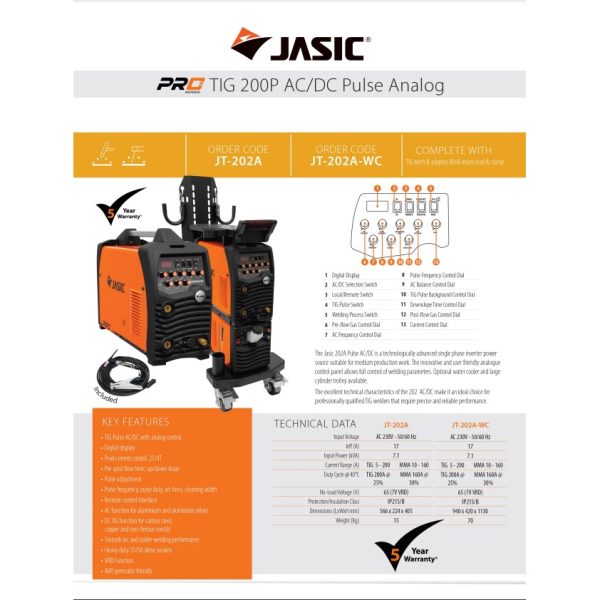 Jasic TIG 200P AC-DC Pulse Analoog lasapparaat | Jasic ZXJT-202A lasinverter - Afbeelding 7