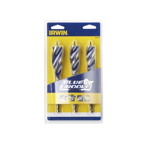 6x Blue Groove houtboren bitset bestaand uit 3 delen: 20, 22 & 25mm | IRWIN
