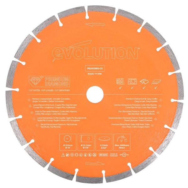 Evolution diamantblad gesegmenteerd Premium 255mm | PD255SEG-CS