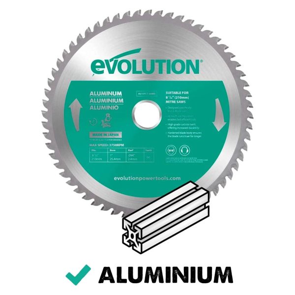 Zaagblad Evolution 210mm voor Aluminium | A210TCT-60CS - Afbeelding 2