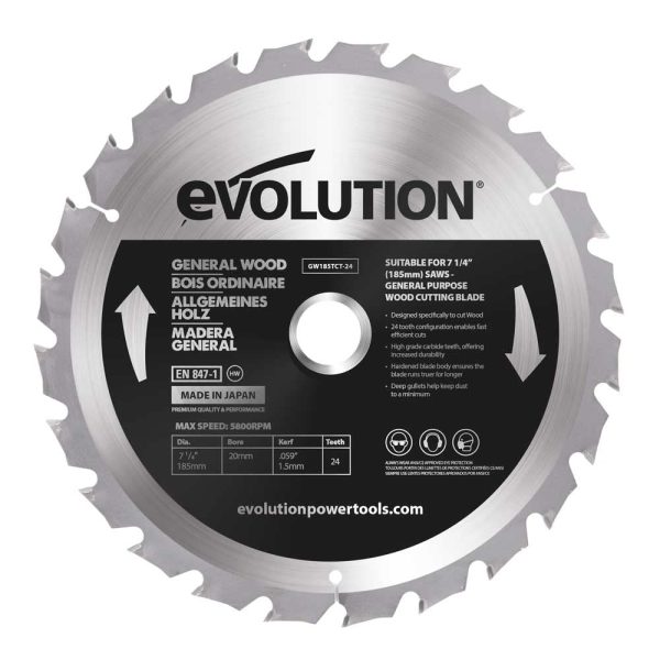 Zaagblad Evolution 185mm voor hout | GW185TCT-24